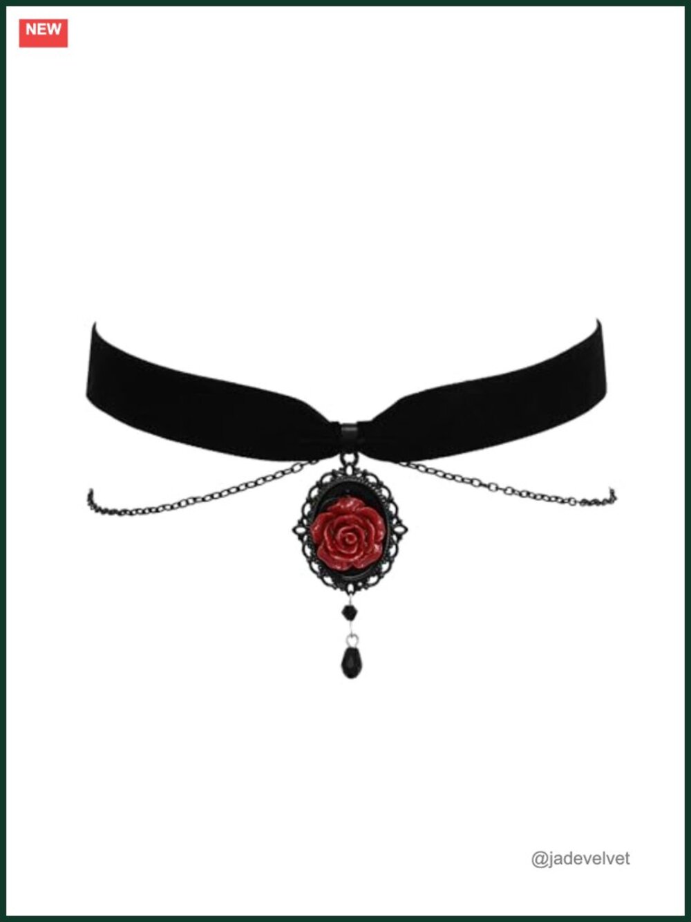 Gothic Red Rose Choker Halloween Costume Necklace Victorian Style Adjustable